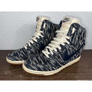 Nike Dunk Sky Hi Armory Navy Blue Womens Wedge Shoes 585560-100 Size 9.5